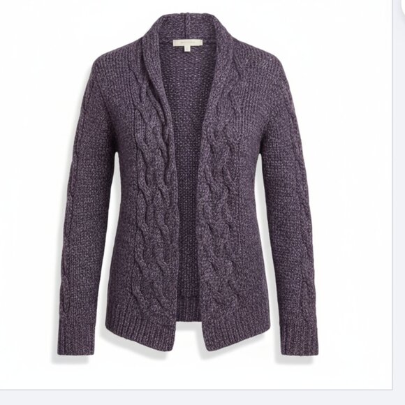 Berretti Cable Knit Cardigan Sweater Italy Purple Medium M Cotton Wool Alpaca - Picture 1 of 11